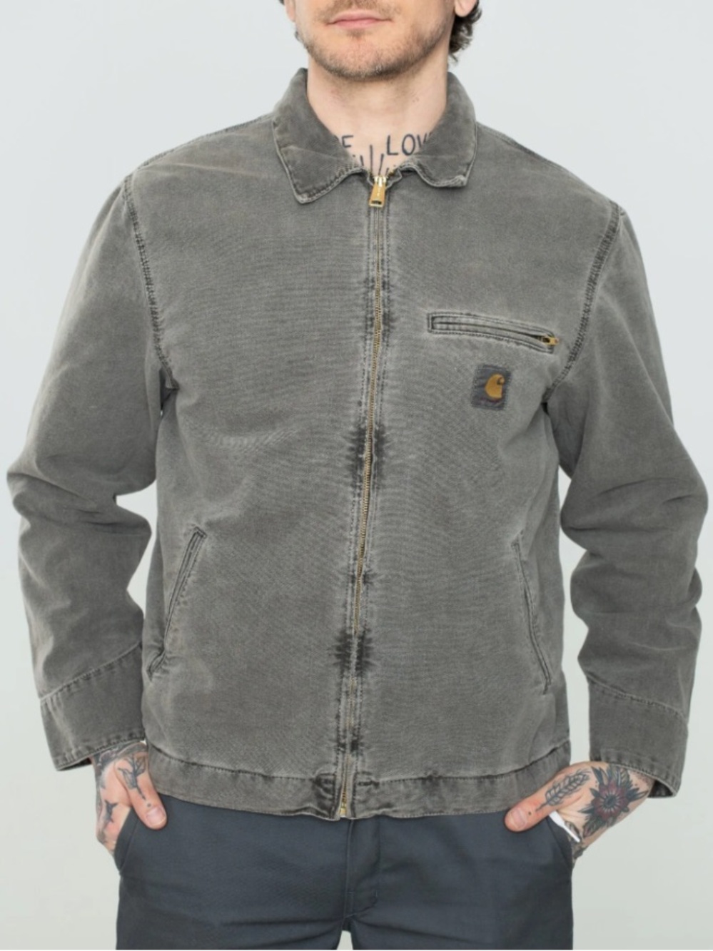 Carhartt WIP Detroit Jacket in Faded Black size Large collared jacket